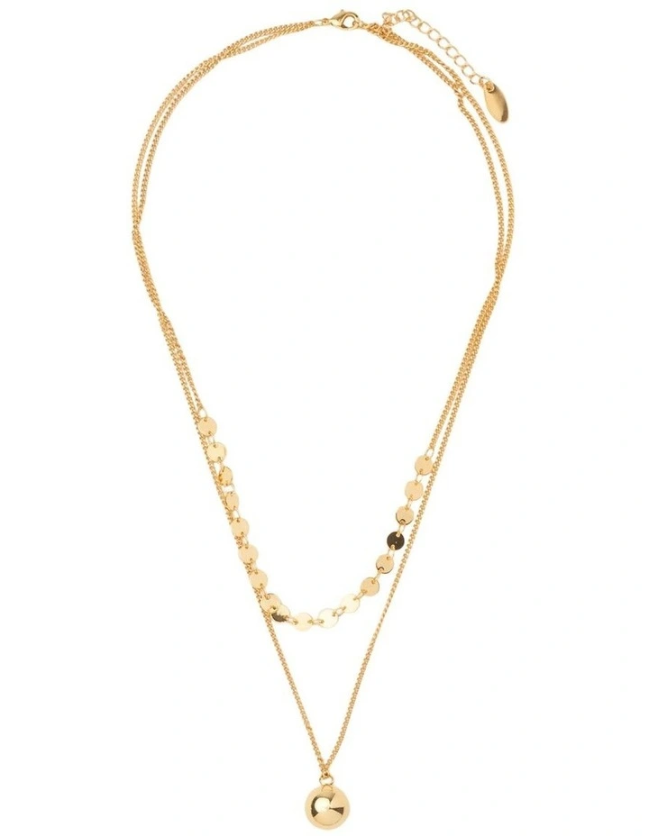 Two Layer Necklace With Coin in Gold