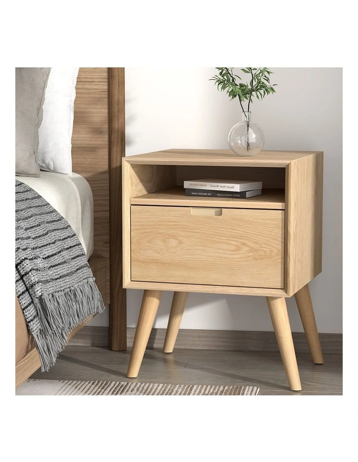 Gorr Bedside Table 1 Shelf and Drawer in Pine