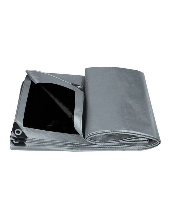Waterproof Heavy Duty Tarps 2.13 x 6.1m in Grey/Black