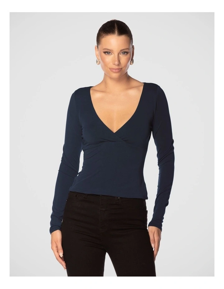 Chaya V Neck Top in Steel