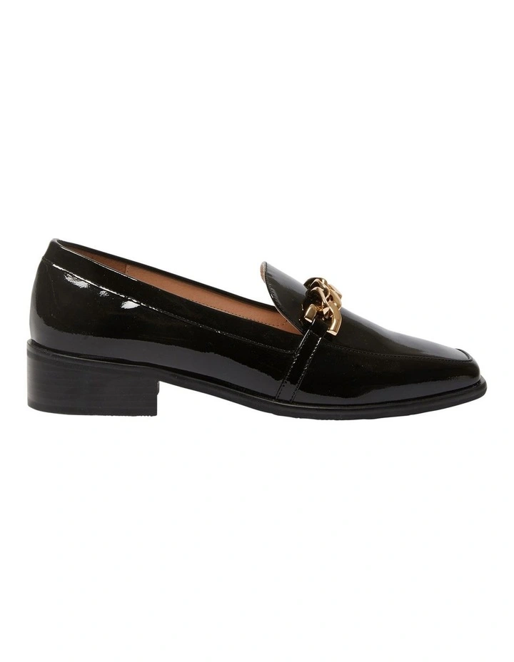 Dalton Flat Leather Loafers in Black Patent