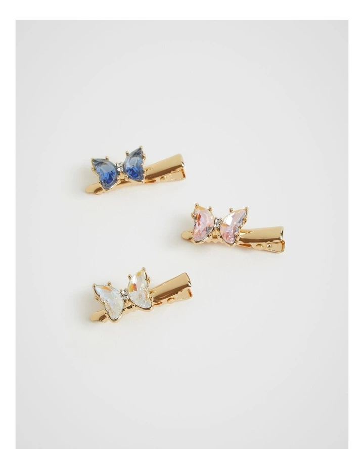 Crystal Butterfly Duck Clip Trio in Multi