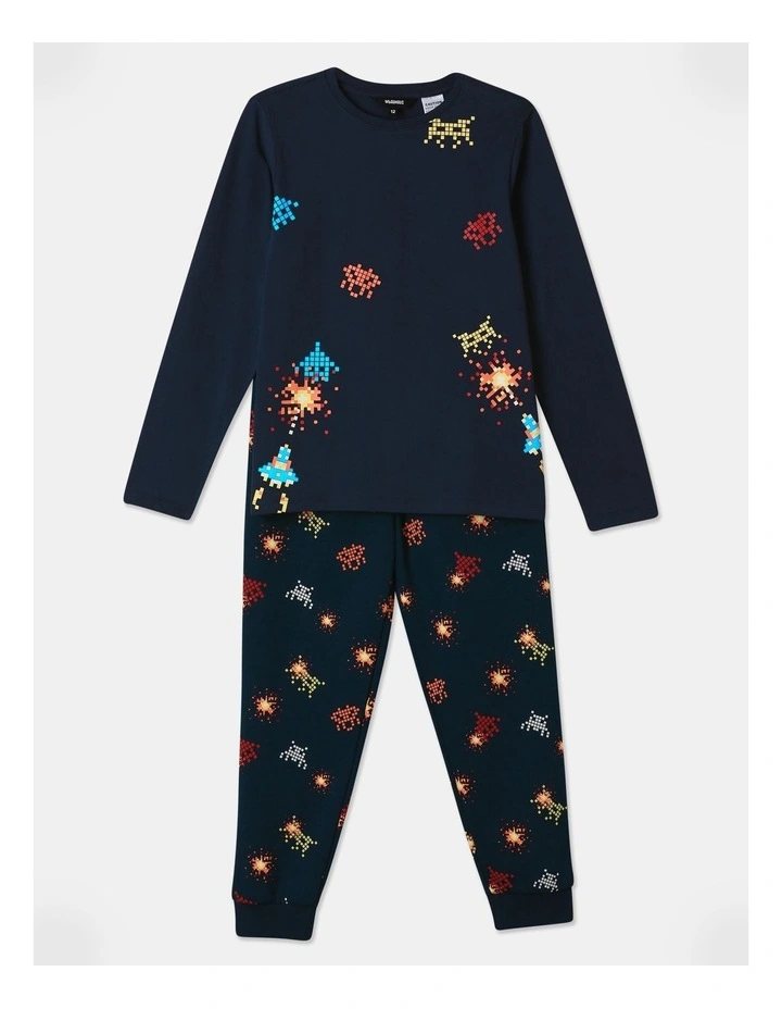 Essential Space Invader Pyjama Set in Navy