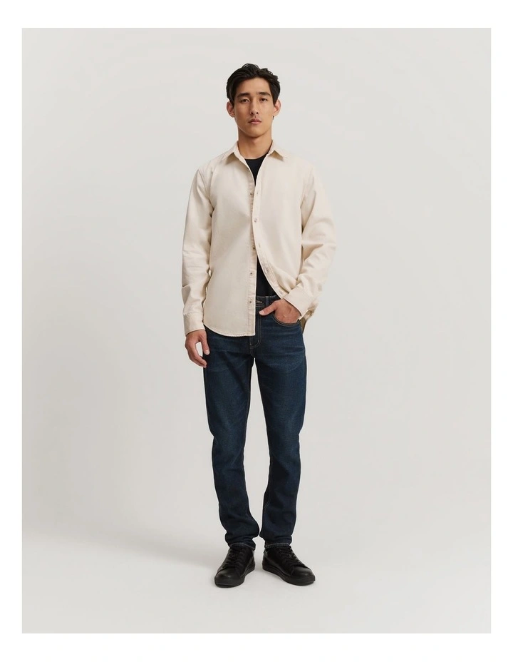 Regular Fit Twill Denim Shirt in Natural