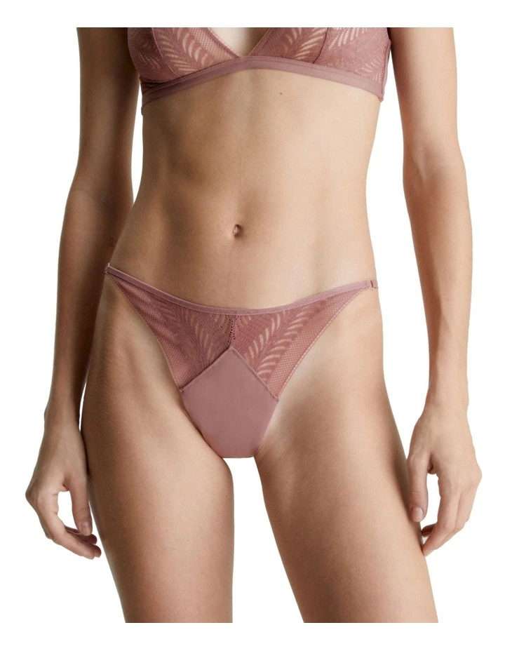 Minimalist Micro With Lace Thong in Pink