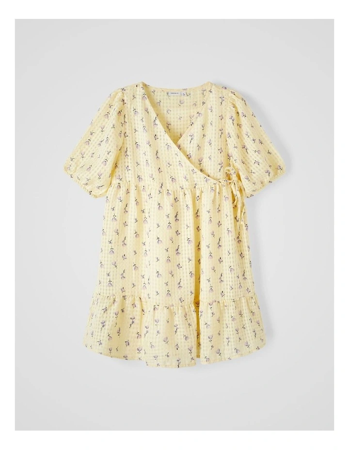 Hinage Wrap Dress in Yellow