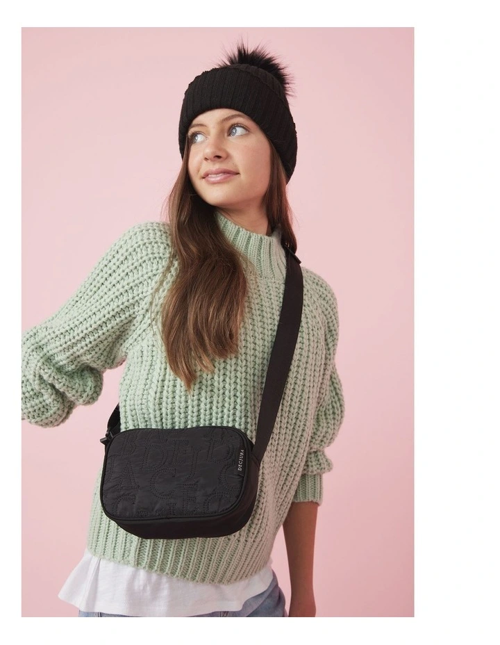 Embroidered Crossbody Bag in Black