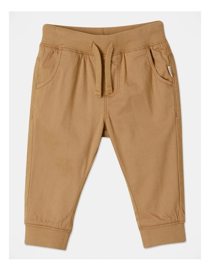 Rib Cuff Waist Chino Pant in Tobacco
