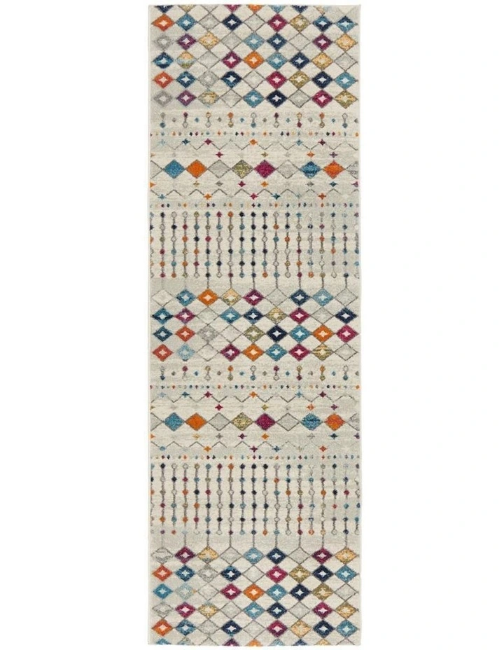 Mirage Peggy Tribal Morrocan Style Runner Rug in White