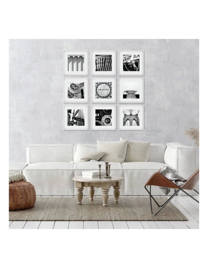 Square Frame Pack Of 9 in White