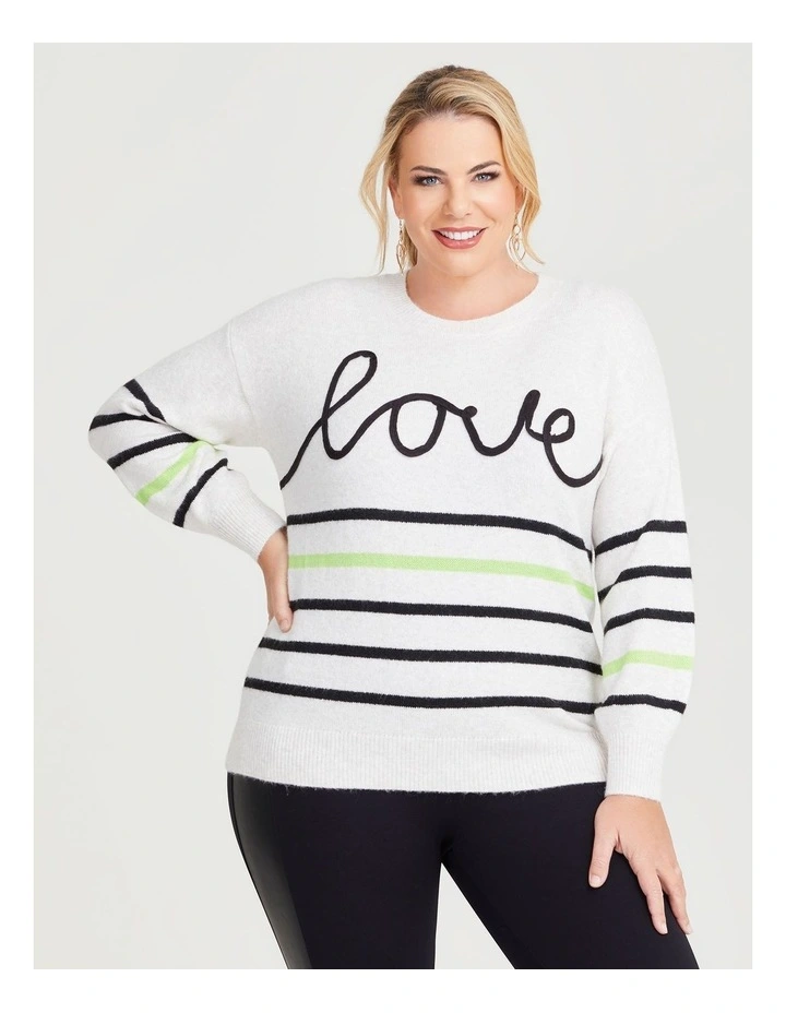 Love Stripe Jumper in Oatmeal Marle