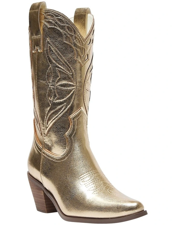 Rodeo Western Boots in Soft Gold Metallic