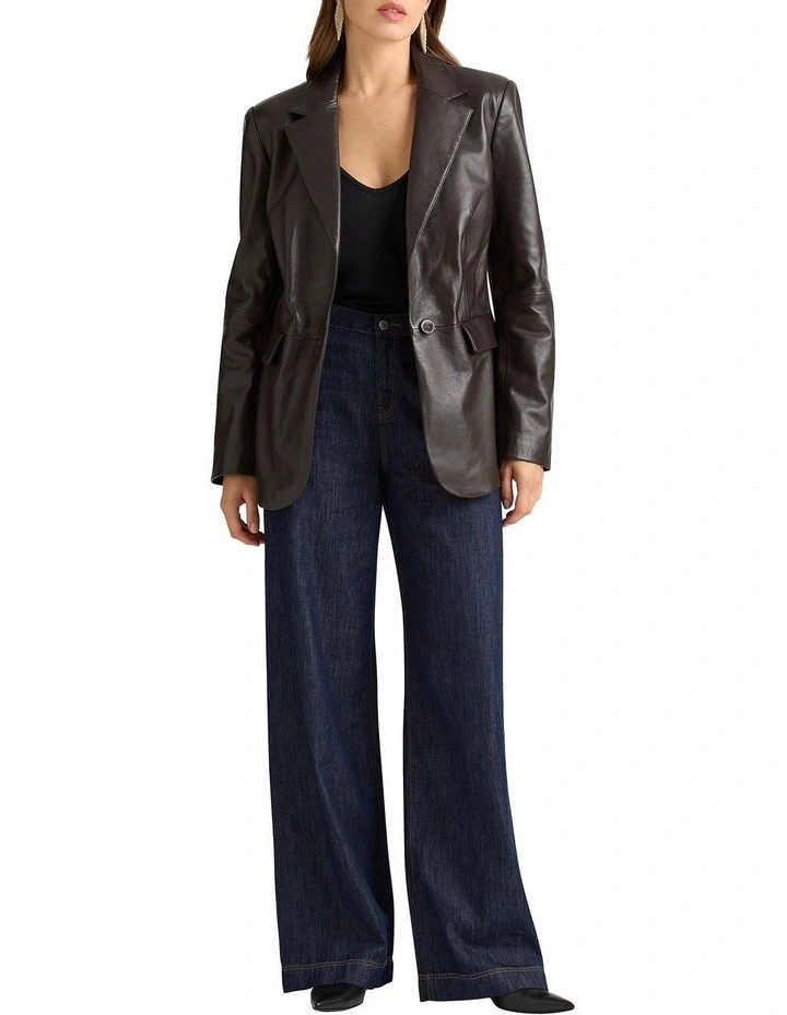 Nemesia Leather Blazer in Port