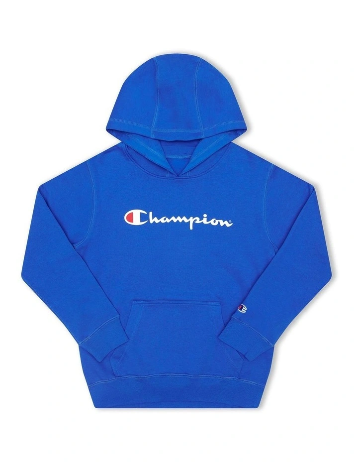 Junior Script Hoodie in Cotton Blue Grotto