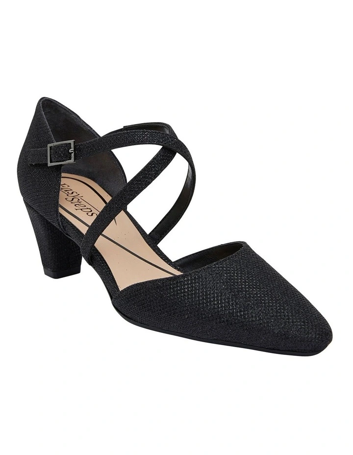 Adison Black Shimmer Heeled Shoes