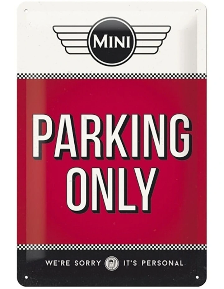 Mini Parking Only Medium Metal Sign 20x30cm in Multi