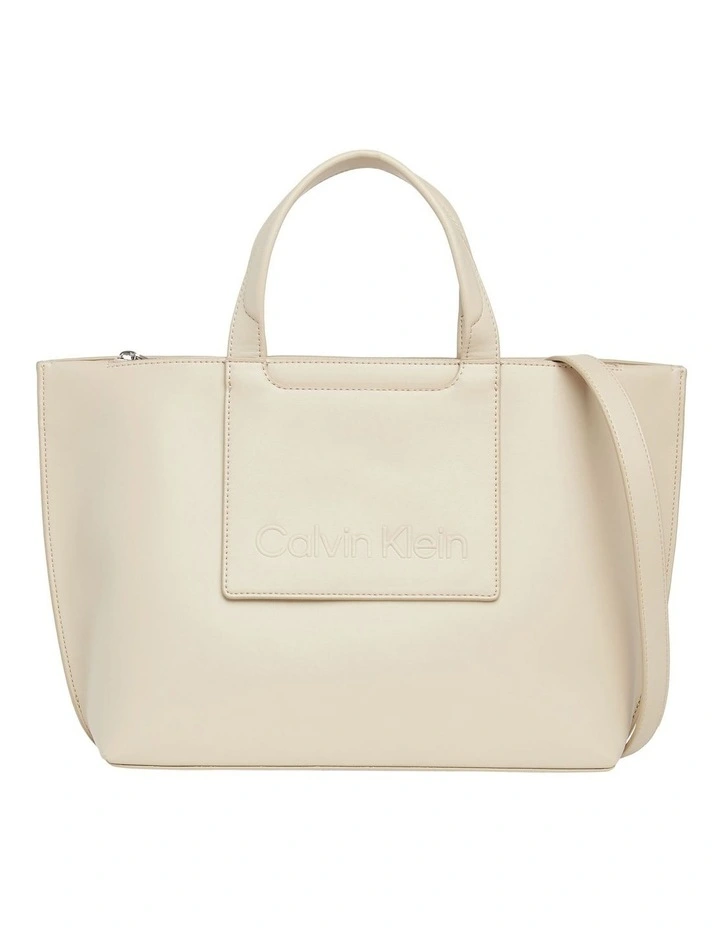 Faux Leather Tote Bag in White