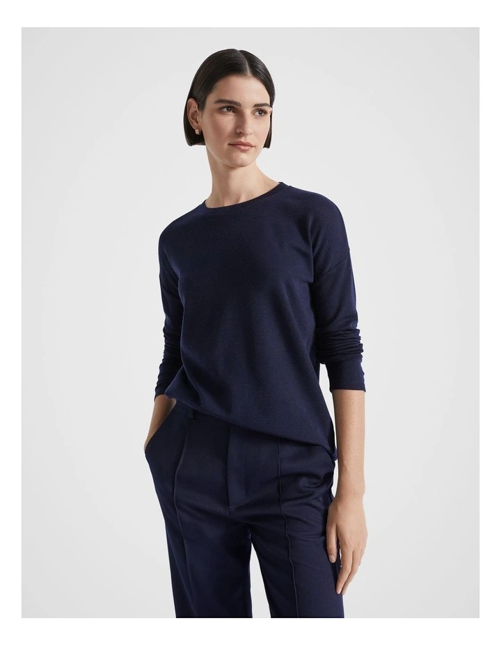 Babywool Curve Hem Top in Midnight Sky