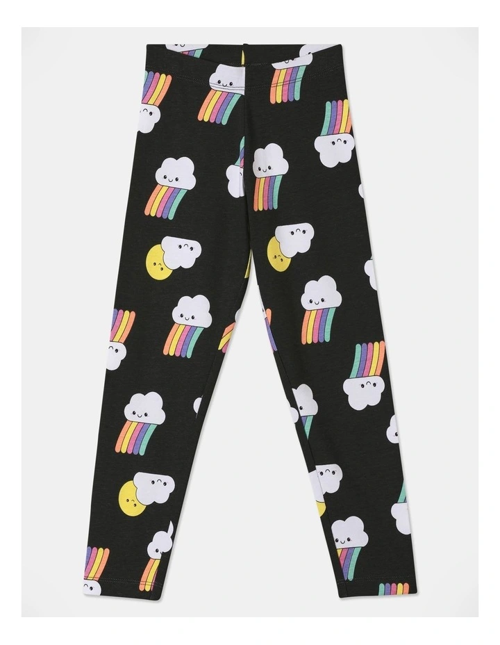 Essential Cloudy Rainbow Legging in Black