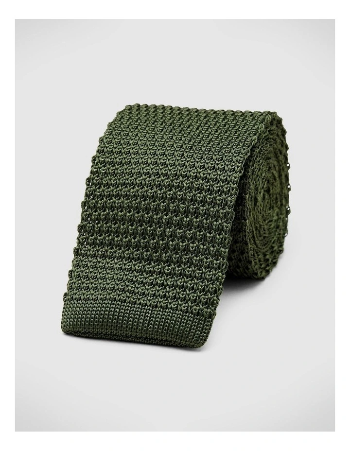 Knitted Silk Tie in Khaki