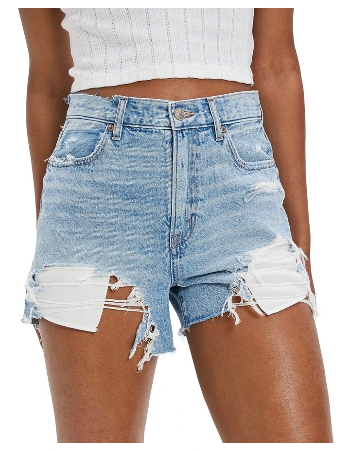 90s Highest Wait Boyfriend Short in Light Destroy Wash