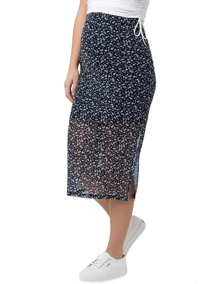 Ditsy Mesh Skirt in Navy/White