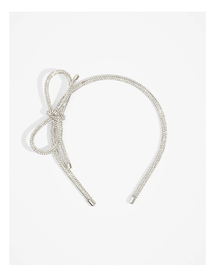 Crystal Bow Headband in Silver