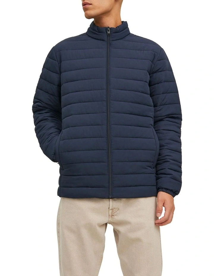 Recycle Long Sleeve Collar Puffer in Navy Blazer