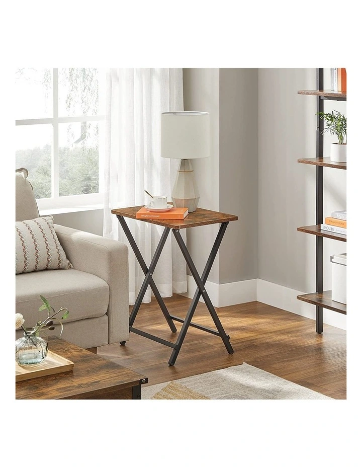 TV Tray Set of 2 Folding Tables Snack Table in Brown