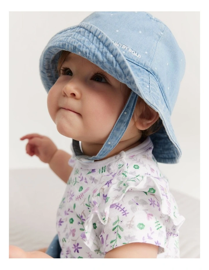 Organically Grown Cotton Chambray Bucket Hat in Chambray Spot