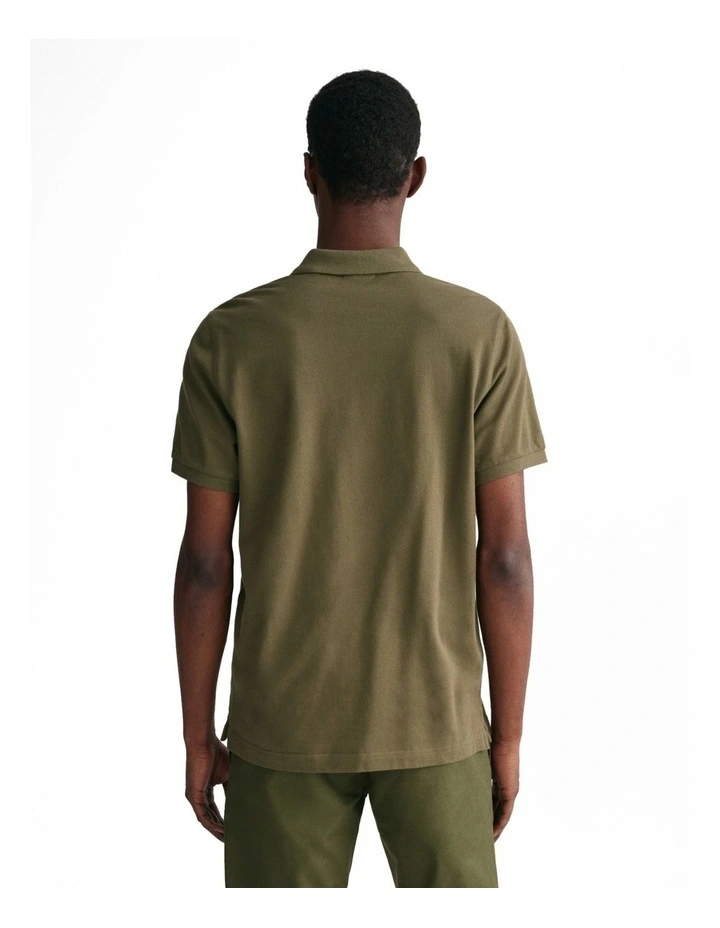 Regular Fit Shield Pique Polo Shirt in Juniper Green