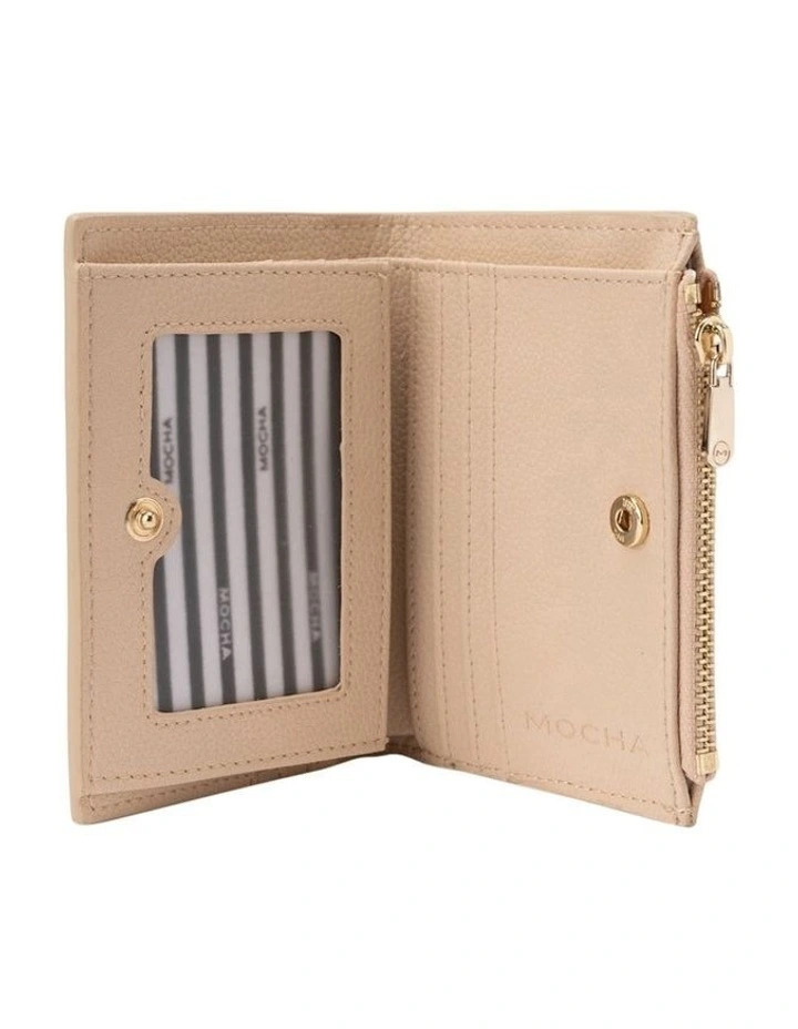 Kristin Mini Leather Wallet in Cream