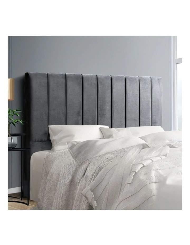 Vela Velvet Double Size Bed Head in Grey