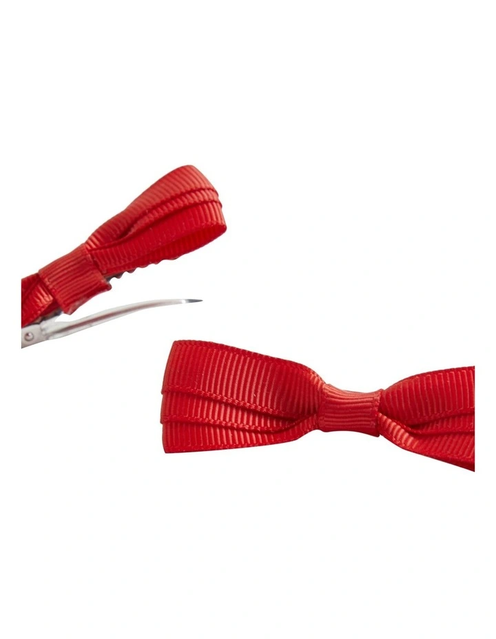 Grosgrain Bow Duck Clip in Red