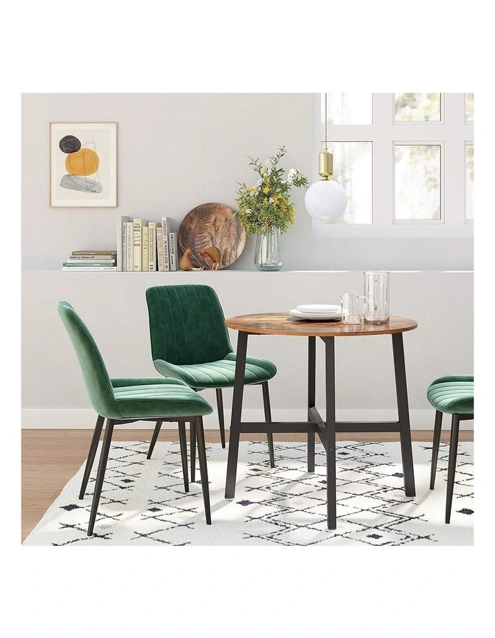 Round Kitchen Dining Table Industrial Style in Brown