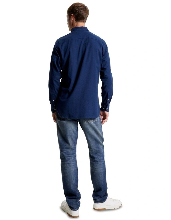 Flex Brushed Twill Long Sleeve Shirt in Navy