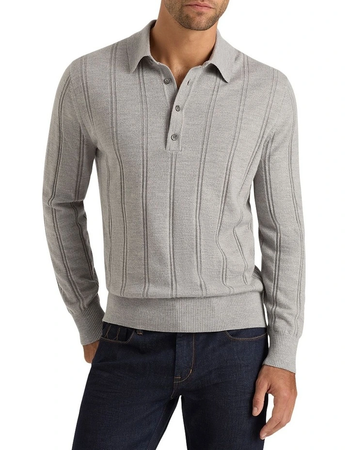Appleby Knit Polo in Light Grey