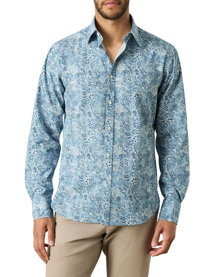 Bloemfontein Print Shirt in Green Seafoam