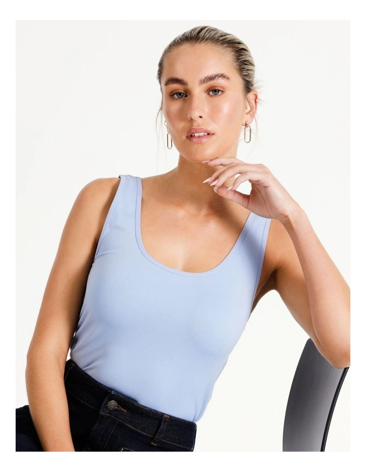 Seamfree Recycled Blend Tank in Dusty Blue