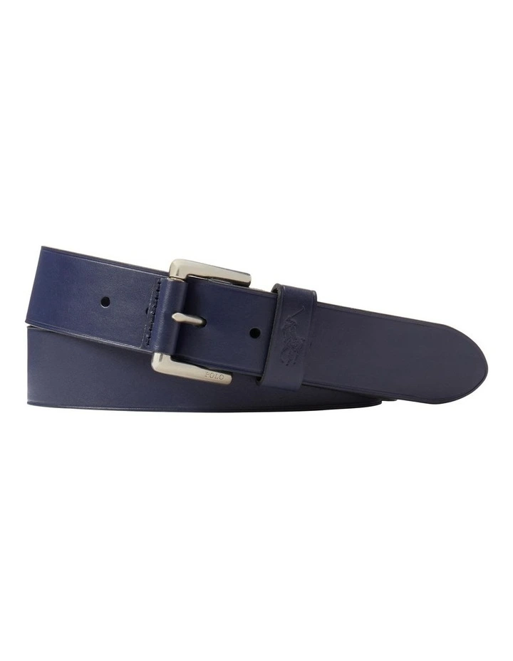 Signature Pony Leather Belt in Navy