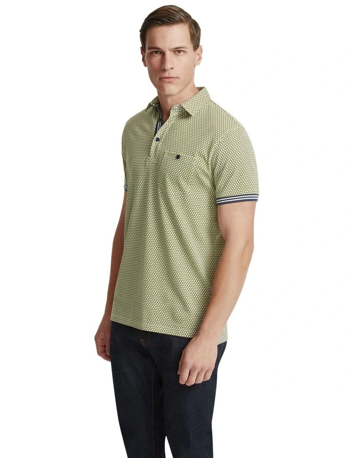 Milo Printed Jersey Polo in Lime