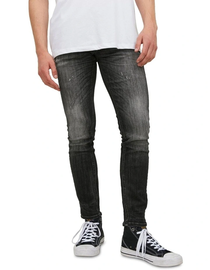 Liam Seal 584 Skinny Fit Jeans in Black Denim