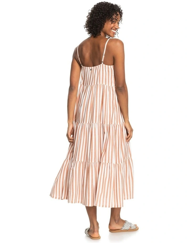 Bleach Days Stripe Strappy Dress in Brown