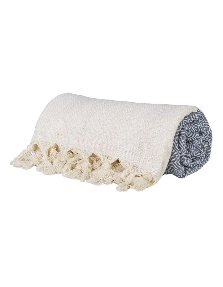 Petroleum Turkish Towel in White/Grey