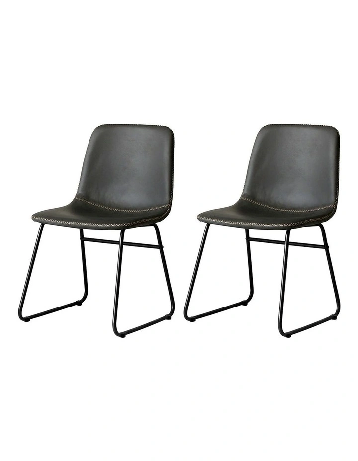 Padded Seat PU Dining Chairs x2 in Black