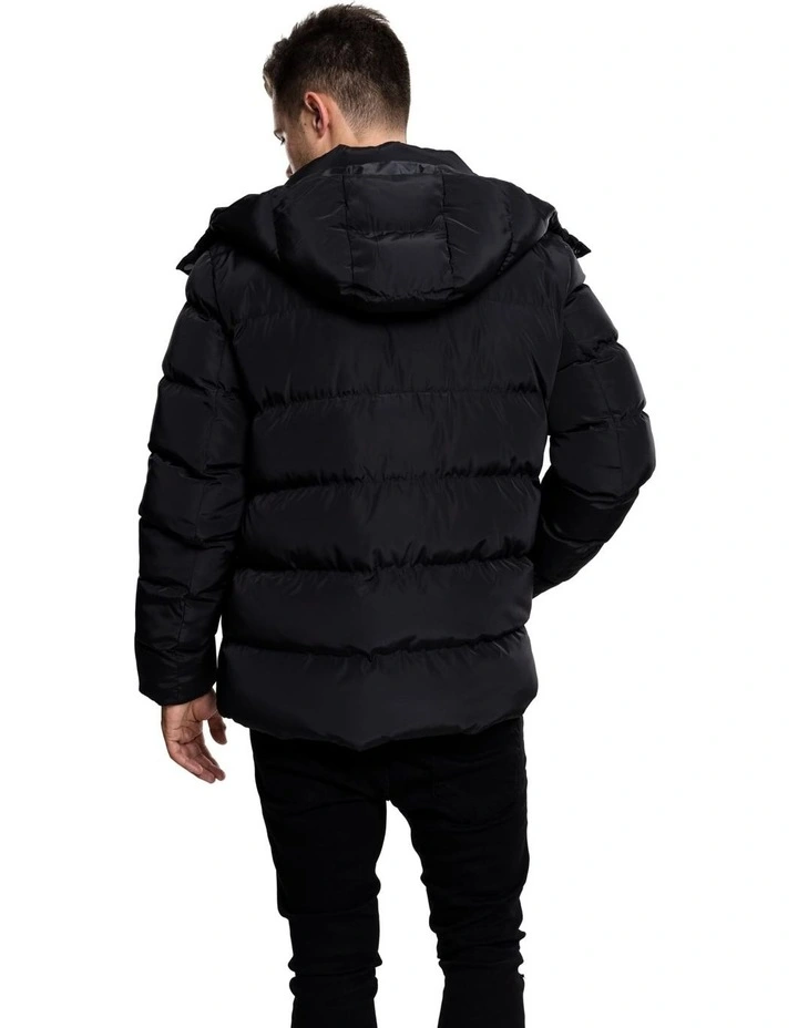 Heavyweight Hooded Puffer Jacket in Black