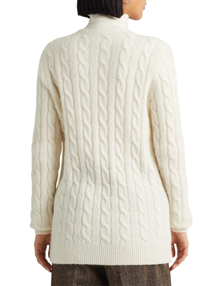 Bullion Cable-Knit Cardigan in Beige