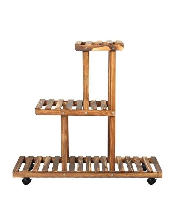 3-Tier Wooden Plant Stand in Brown
