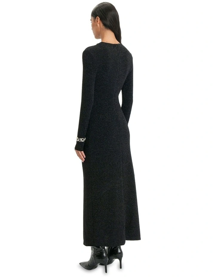 Cut Out Lurex Midi Dress in Black