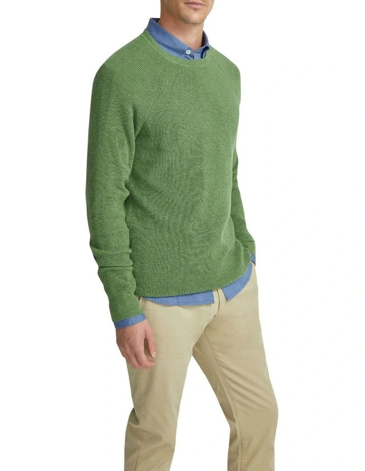 Billy Waffle Cotton Cashmere Knit in Green